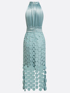 Alva | Textured Halter Occasion Midi Dress
