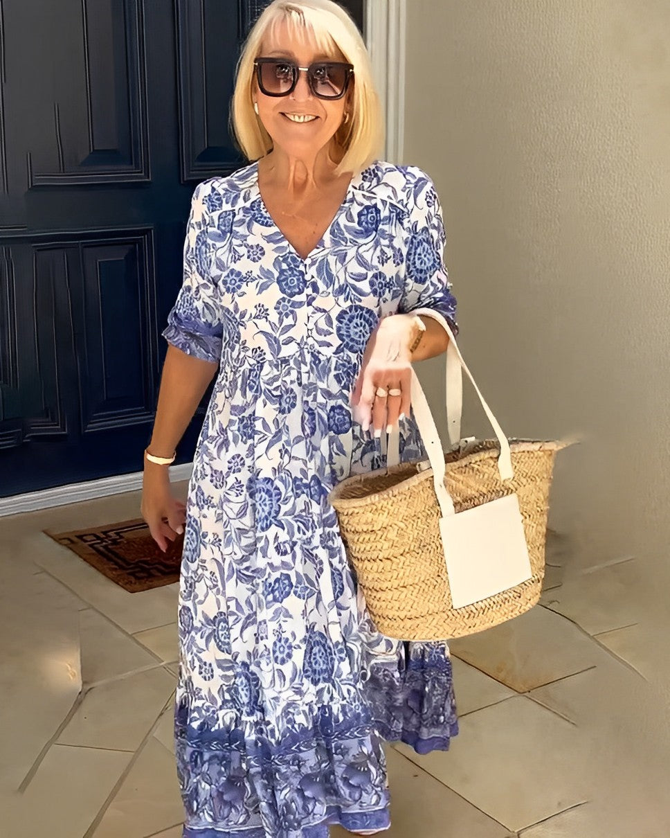 Ellie | Graceful V-Neck Floral Dress