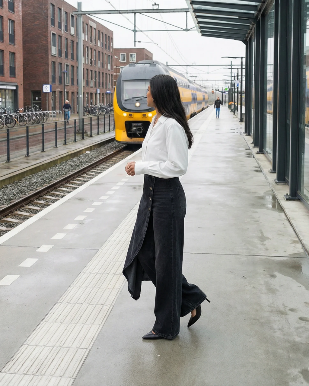 Calvra | Denim Wrap Trousers