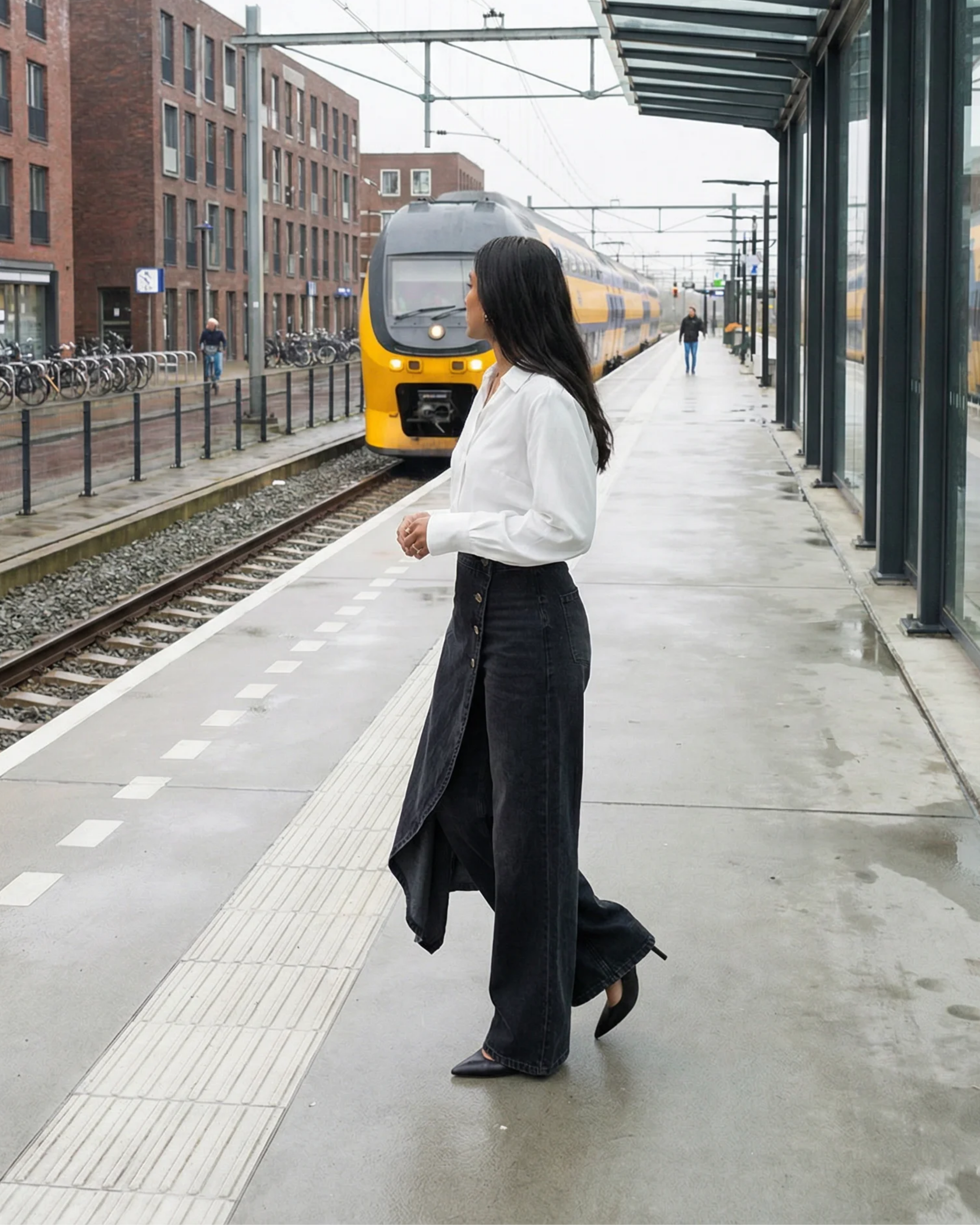 Calvra | Denim Wrap Trousers