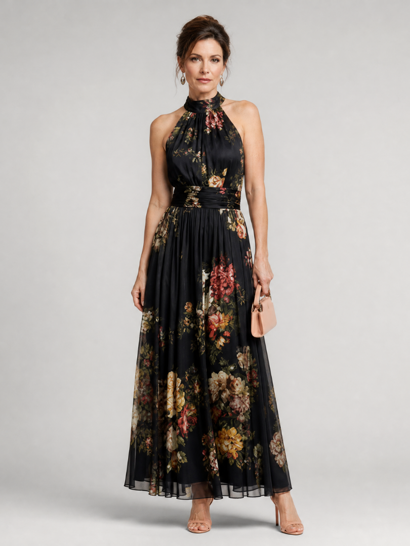 Freja | Floral Halter Midi Dress
