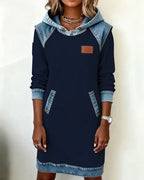 Alexa | Cozy Contrast Hooded Dress