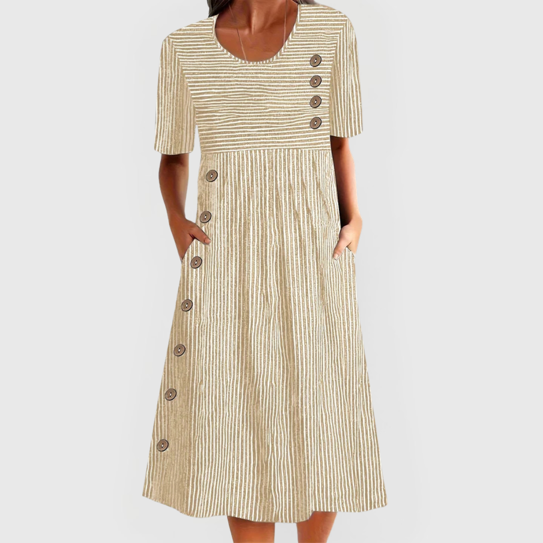 Thea | Robe midi à fines rayures