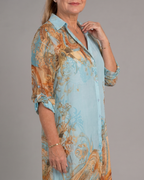 Azmira | Baroque Print Button Front Flowing Maxi Dress