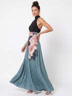 Olympas | Halter Bodice Floral Maxi Dress