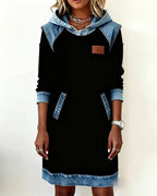 Alexa | Cozy Contrast Hooded Dress
