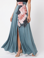 Olympas | Halter Bodice Floral Maxi Dress