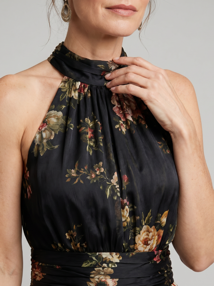 Freja | Floral Halter Midi Dress