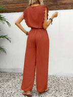 Zella Elegant Two-Piece Set | Lace-Trimmed Top and Wide-Leg Trousers