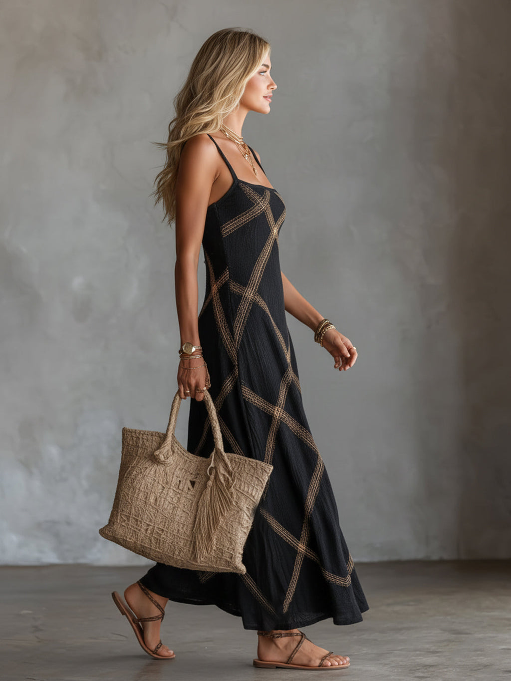Beatrice | Geometric Print Maxi Dress