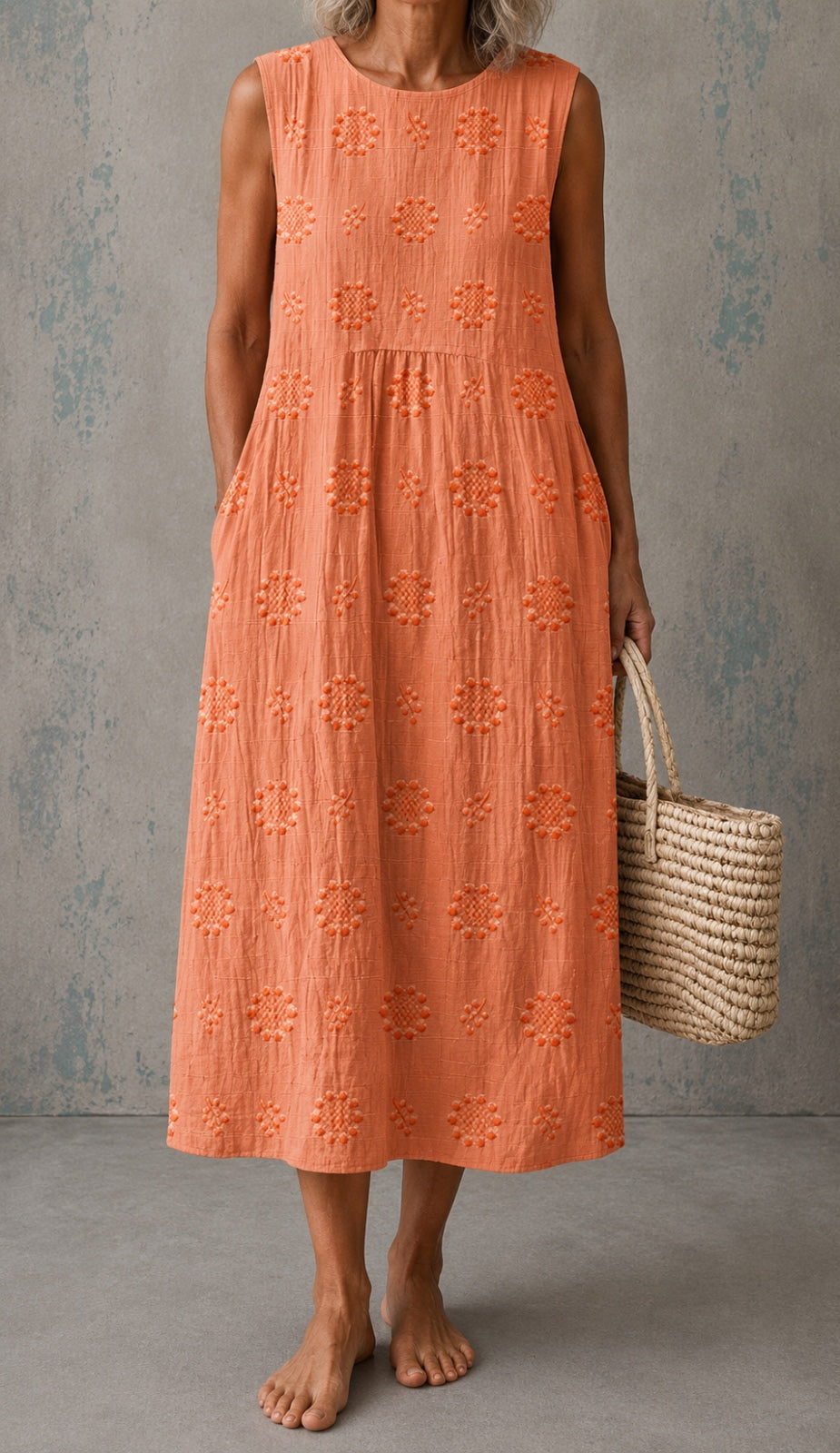 Linnea | Robe midi fleurie sans manches