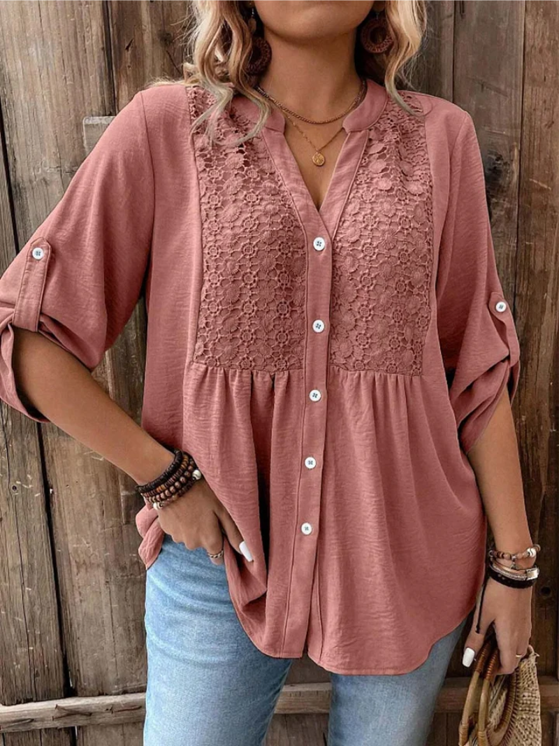 Étage – Blouse col en V à boutons