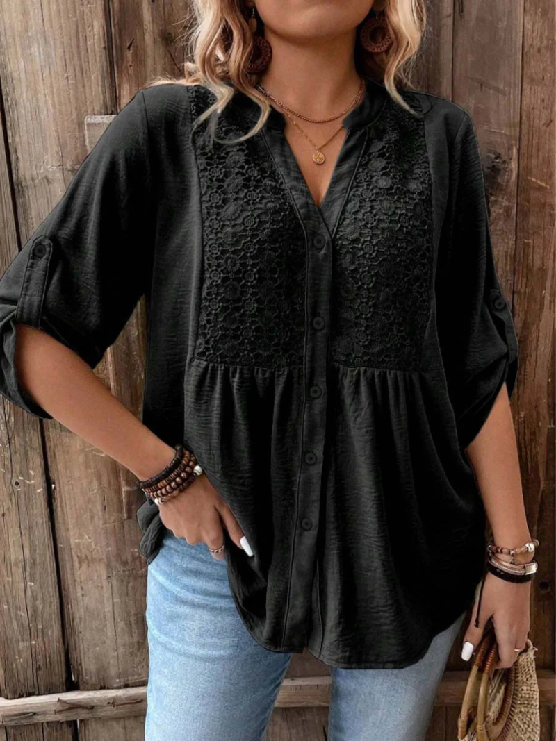 Étage – Blouse col en V à boutons