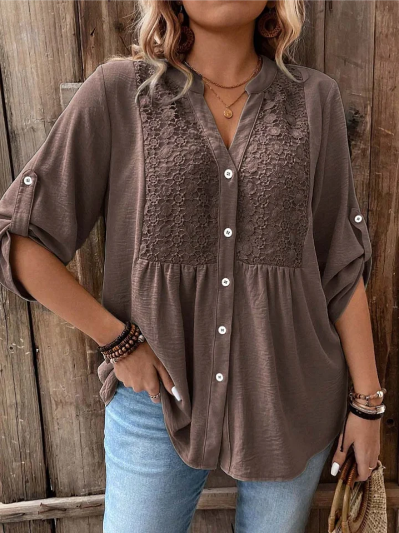 Étage – Blouse col en V à boutons