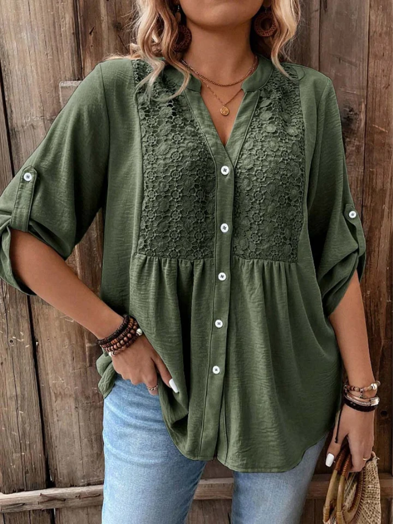 Étage – Blouse col en V à boutons