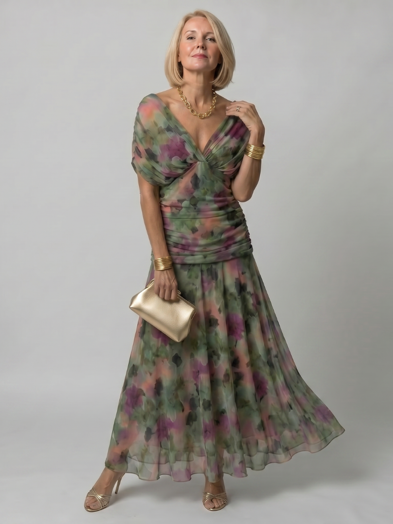 Robe mi-longue Calen à épaules dénudées