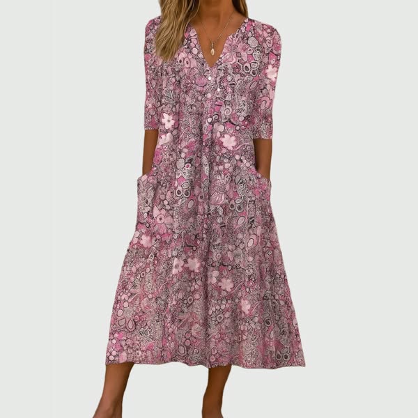 Evelyn | Robe midi élégante avec poches