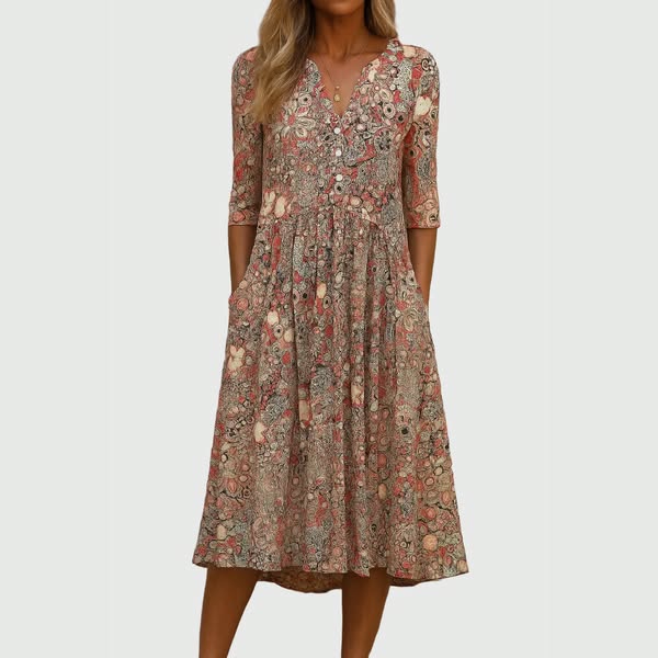 Evelyn | Robe midi élégante avec poches
