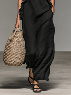 Lua | Ruffle Trim Maxi Dress with Pockets