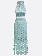 Alva | Textured Halter Occasion Midi Dress