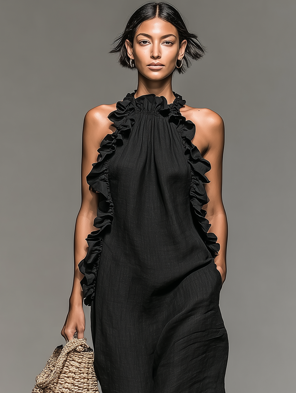 Lua | Ruffle Trim Maxi Dress with Pockets
