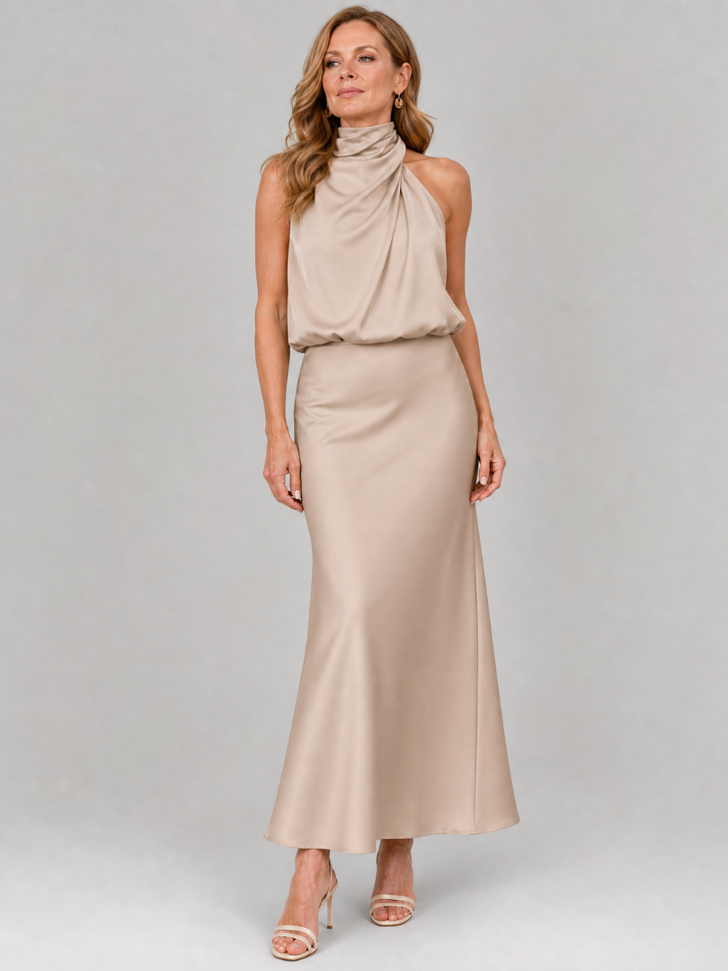 Robe midi à encolure drapée Nopal