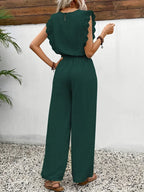 Zella Elegant Two-Piece Set | Lace-Trimmed Top and Wide-Leg Trousers