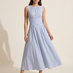 Margot | Striped Wrap Waist Midi Dress