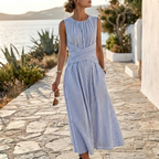 Margot | Striped Wrap Waist Midi Dress
