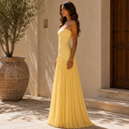Almudena™ │ Elegant Strapless Pleated Dress