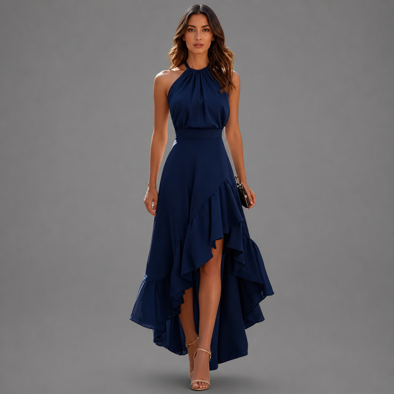 Ilona | Halter Ruffle Maxi Dress
