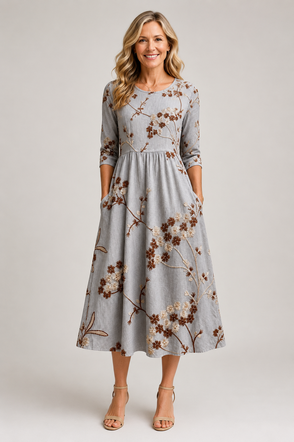Noelia | Embroidered Midi Dress