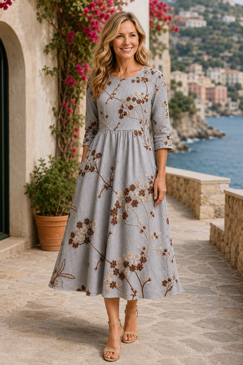 Noelia | Embroidered Midi Dress
