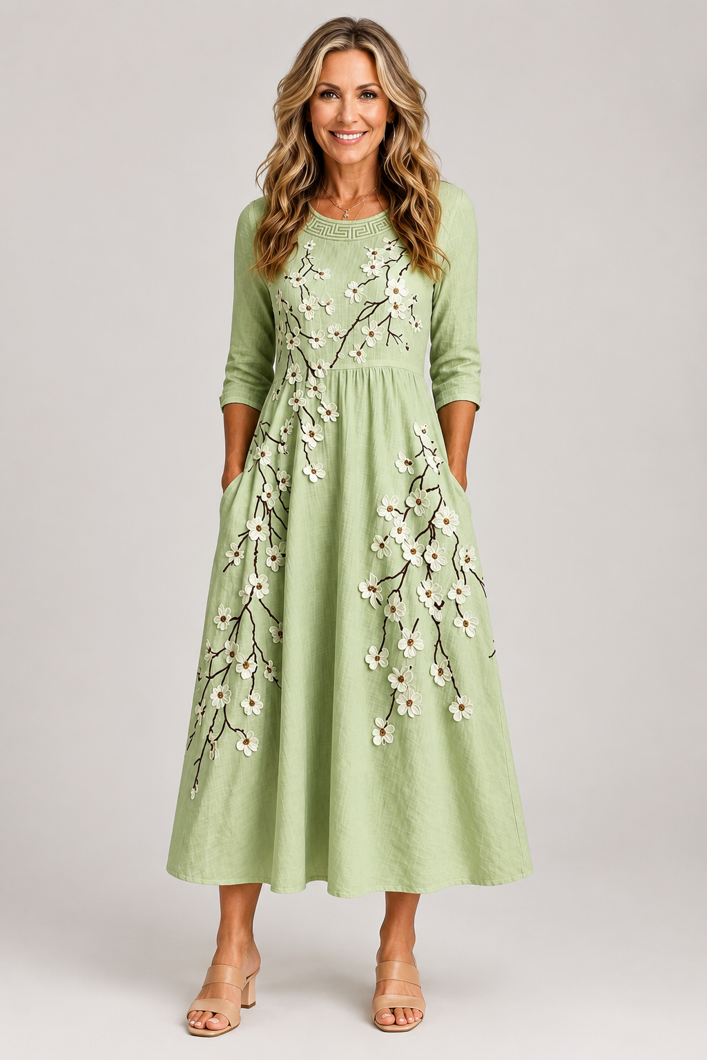 Elowen | Embroidered Midi Dress