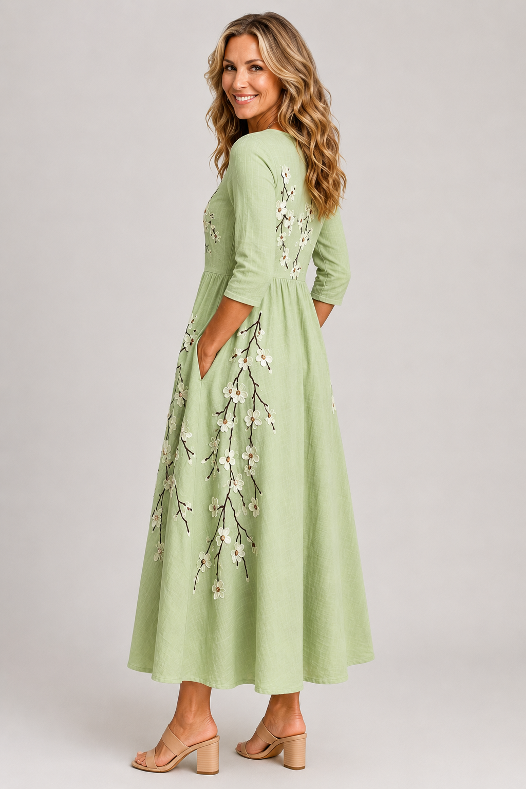 Elowen | Embroidered Midi Dress