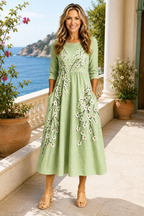 Elowen | Embroidered Midi Dress