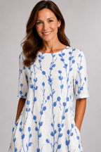 Isla | Blue Botanical Midi Dress