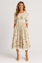 Florina | Floral Lace Midi Dress