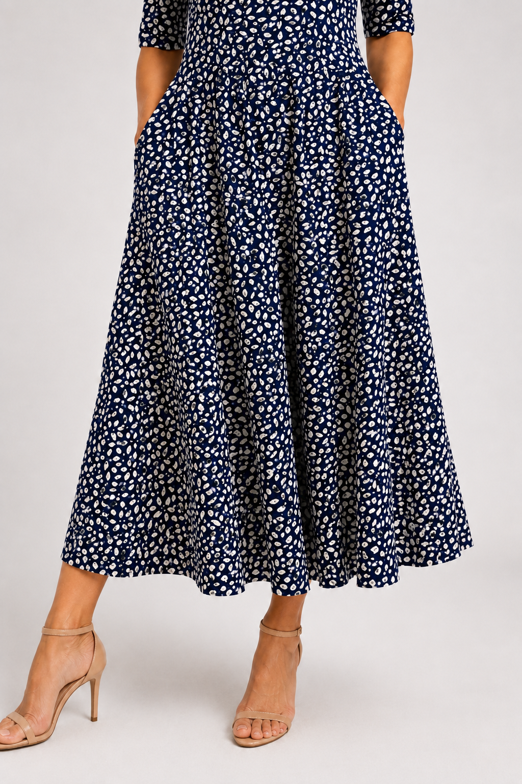 Marlowe | Navy Leaf Midi Dress