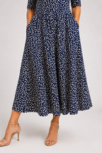 Marlowe | Navy Leaf Midi Dress