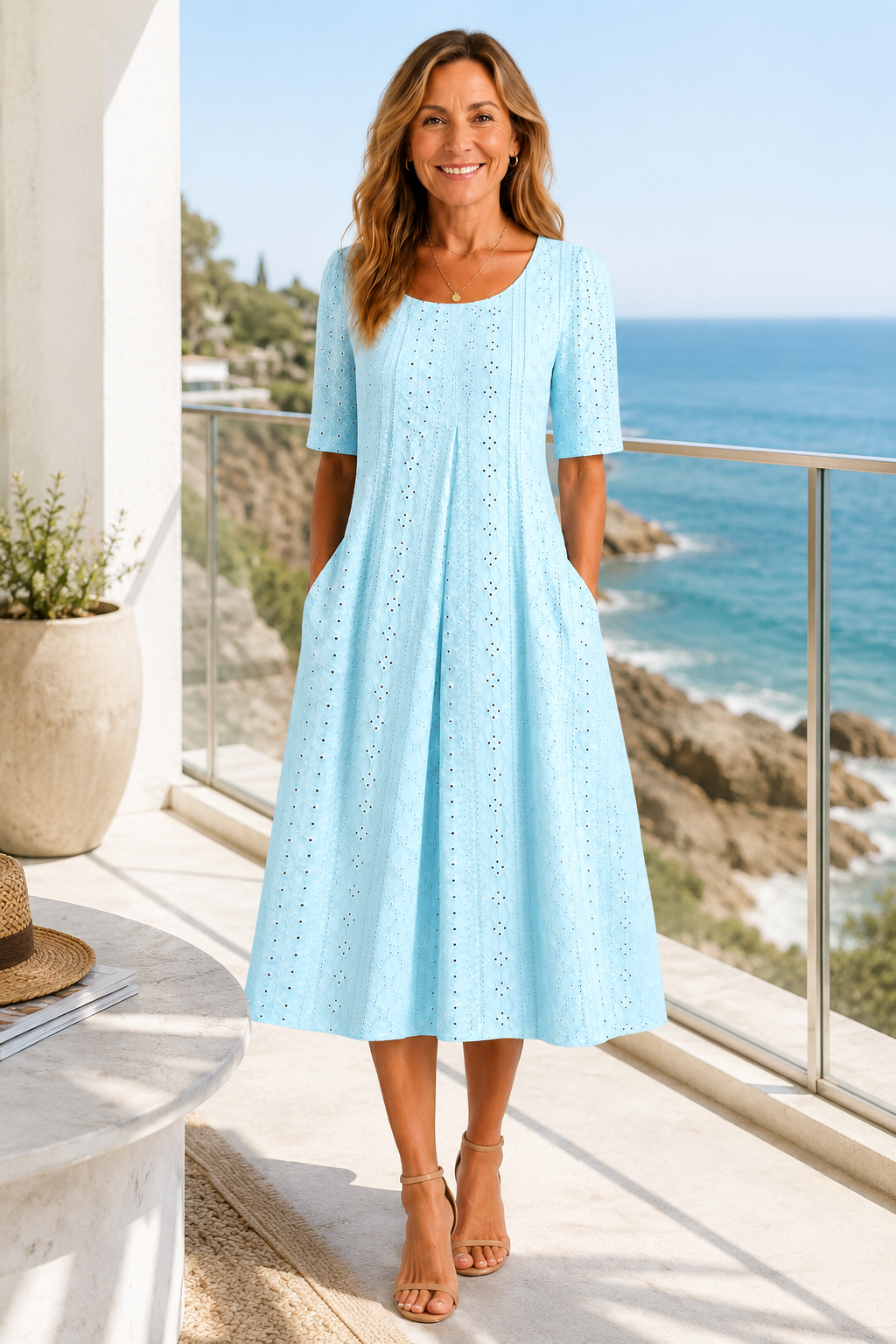 Coralie | Eyelet Midi Dress