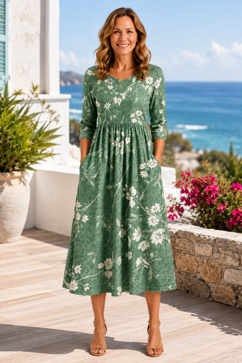 Sylvie | Sage Floral Midi Dress