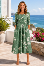 Sylvie | Sage Floral Midi Dress