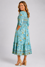 Maristella | Smocked Floral Midi Dress