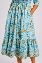 Maristella | Smocked Floral Midi Dress