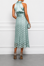 Alva | Textured Halter Occasion Midi Dress