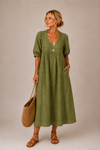 Colette | V-Neck Lace Midi Dress