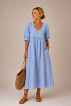 Colette | V-Neck Lace Midi Dress