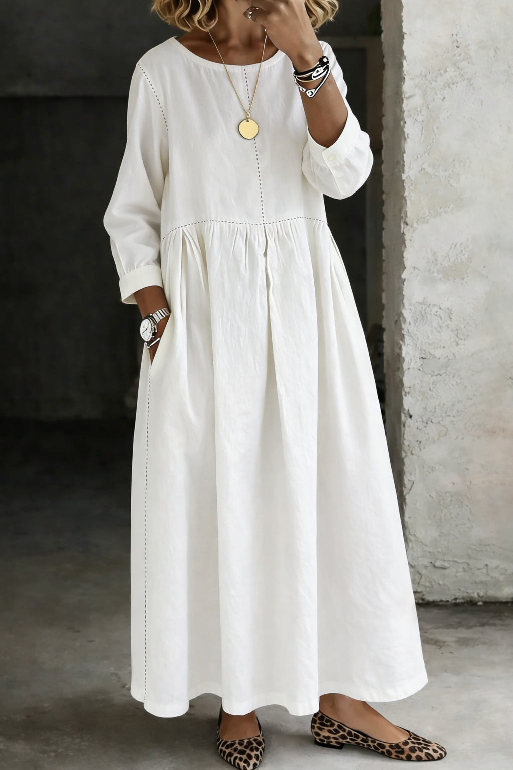 Melissa | Robe en jean à manches longues et col rond