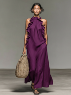 Lua | Ruffle Trim Maxi Dress with Pockets
